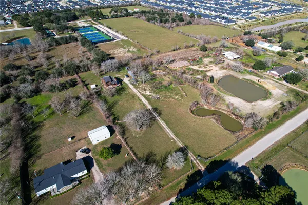 an aerial view of a house