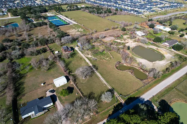 an aerial view of a house