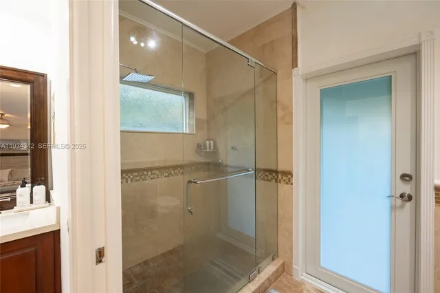 a bathroom with a shower