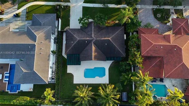 an aerial view of a house