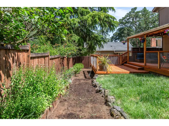 a view of a yard in front of a house with large windows