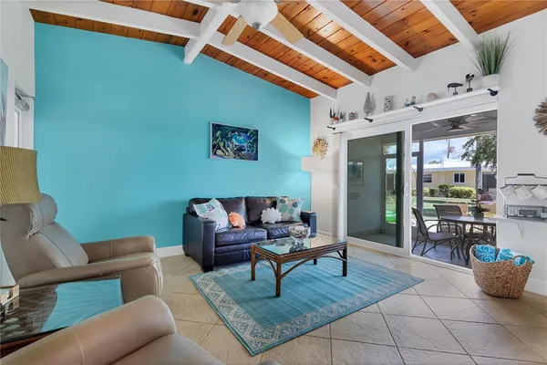 a living room with furniture