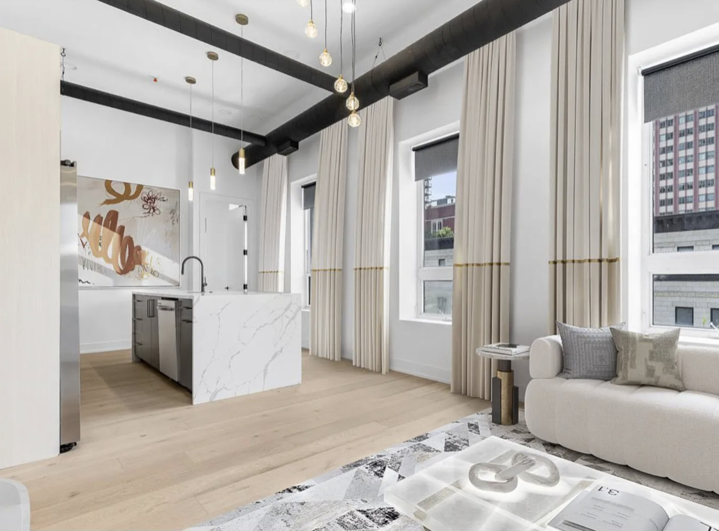 77 West Chestnut Street, Unit 2A Chicago, IL 60610 - Photo 5 of 13 a living room with furniture and a flat screen tv