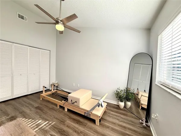 a room with a desk