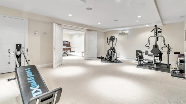a view of a room with gym equipment