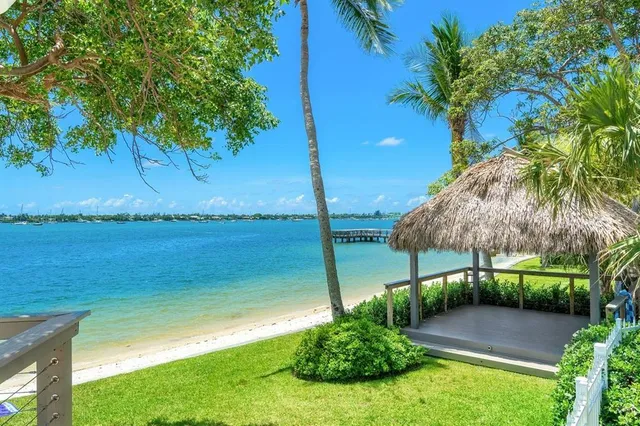 a view of a garden with an outdoor space