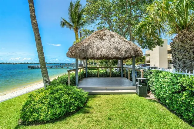 a view of a garden with an outdoor space