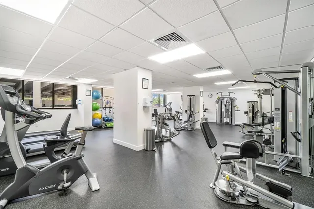a view of a room with gym equipment