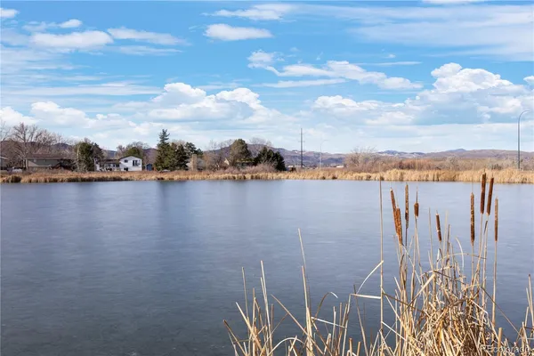 a view of a lake with a mountain in the background
