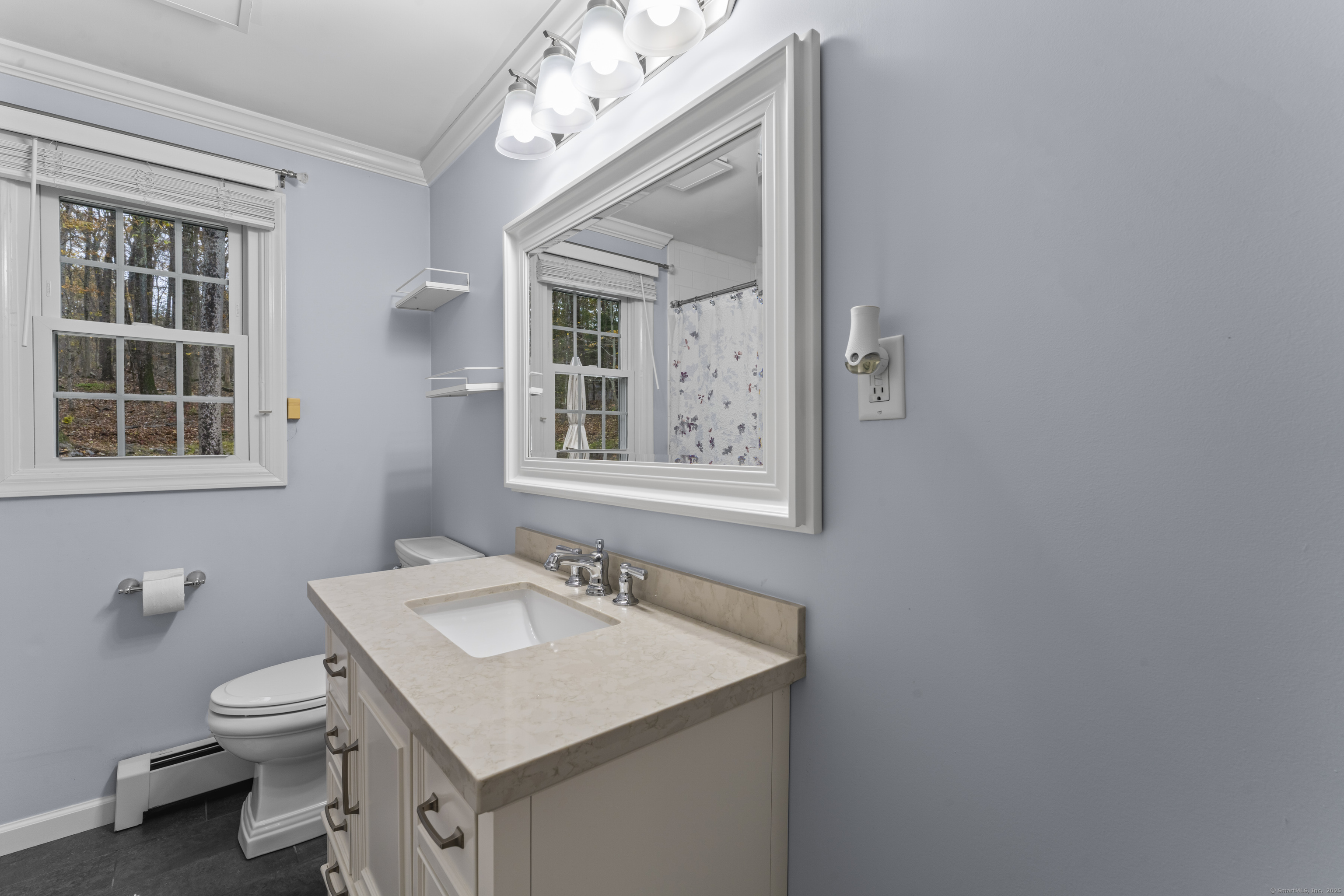 8 Possum Ridge Road Newtown, CT 06470 - Photo 20 of 38 a bathroom with a sink vanity mirror and toilet