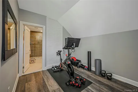 a view of a room with gym equipment