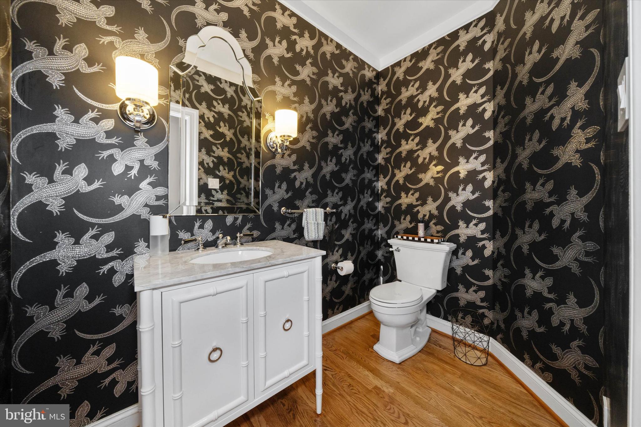 1540 Fairville Road Chadds Ford, PA 19317 - Photo 16 of 86 Elegant half bath with edgy wallpaper design.
