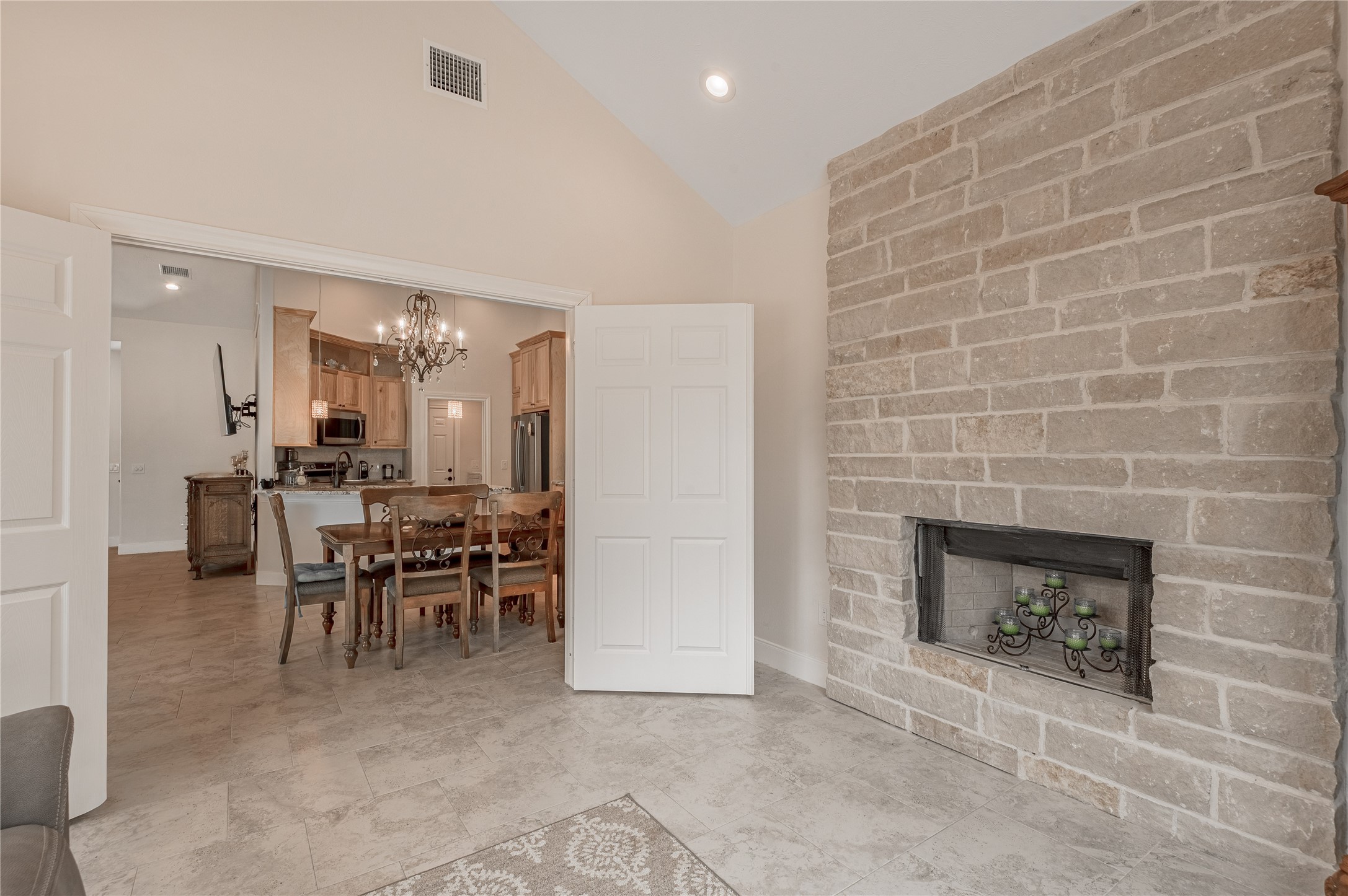 2803 Fm 2158 Midway, TX 75852 - Photo 15 of 49 a dining room with furniture and a fireplace
