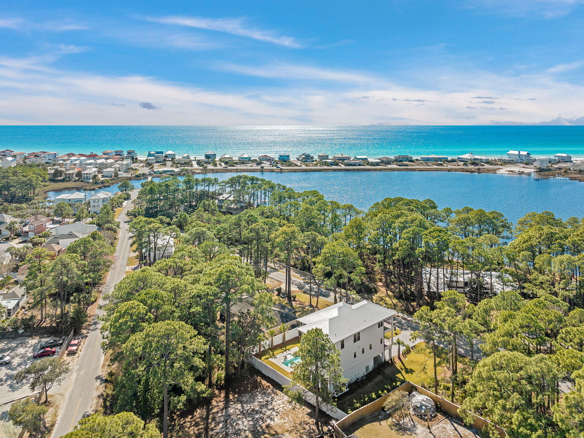 588 Allen Loop Drive Santa Rosa Beach, FL 32459 - Photo 9 of 17 Image #9 | Daytime aerial of home and su