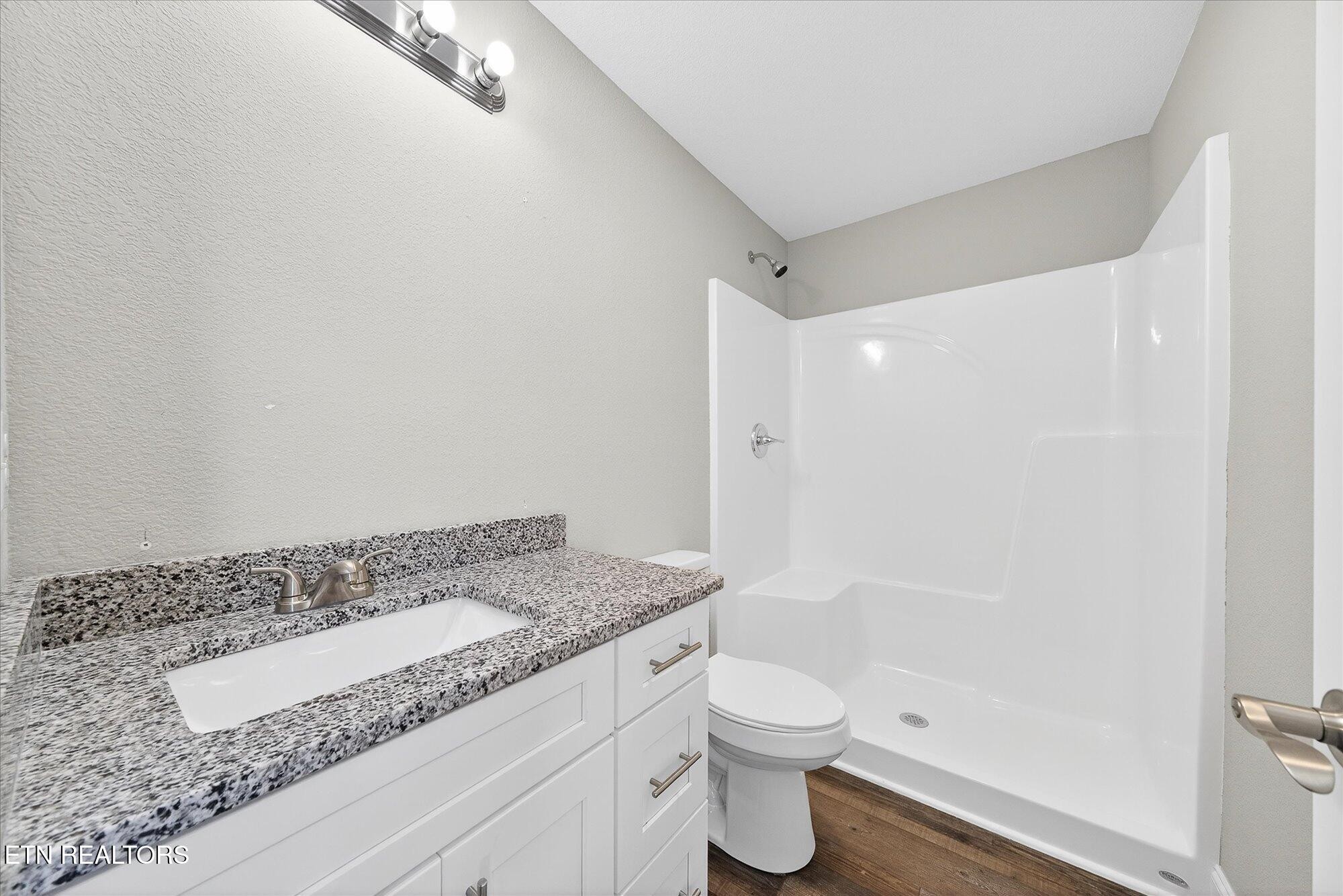 1311 Cook Road Crossville, TN 38555 - Photo 11 of 32 a bathroom with a granite countertop sink a toilet and shower