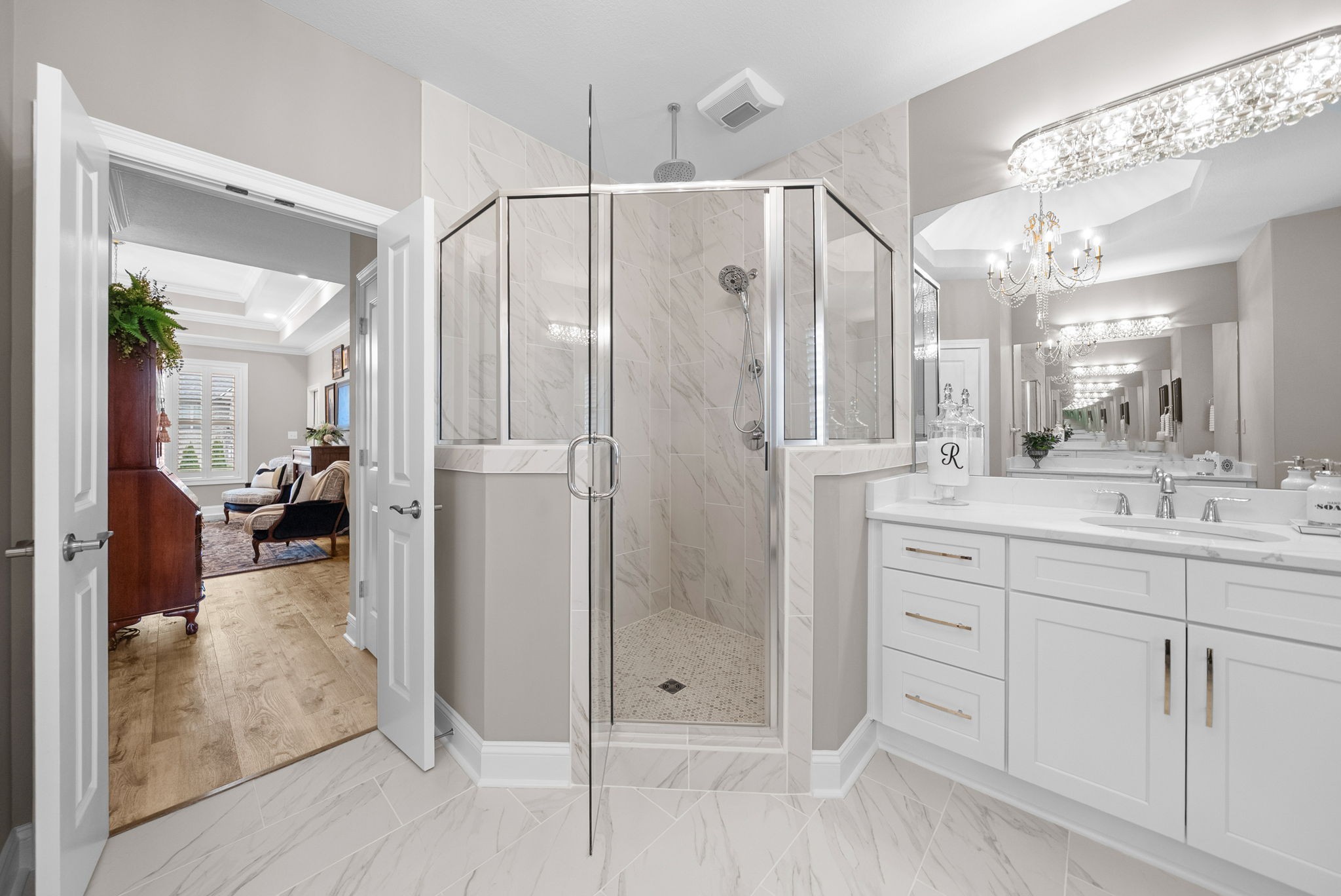 1457 Collins View Way Clarksville, TN 37043 - Photo 19 of 48 a bathroom with a shower sink and mirror