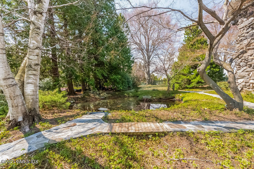 432 Field Point Road Greenwich, CT 06830 - Photo 53 of 56 a view of a yard with plants and large trees