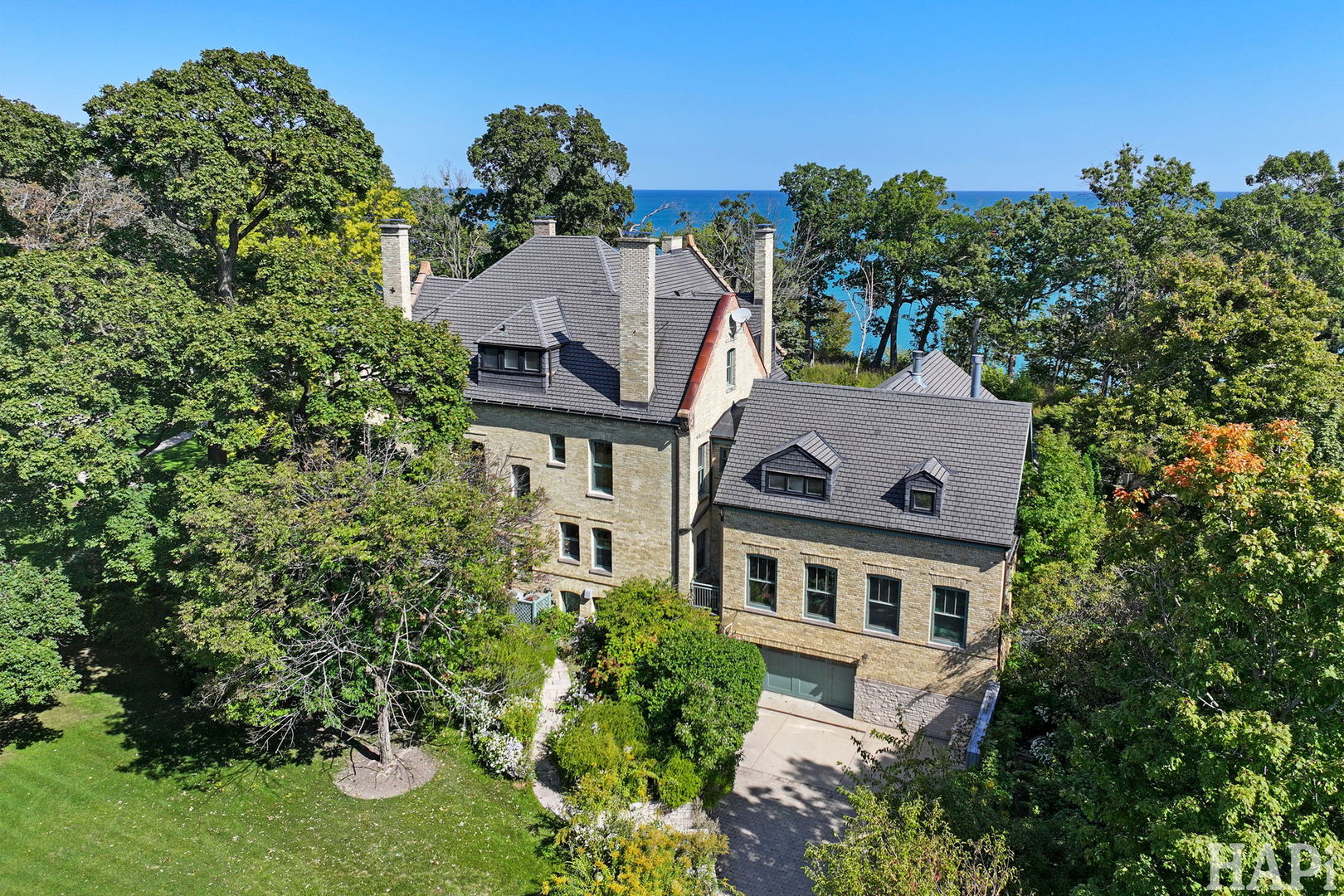 an aerial view of a house