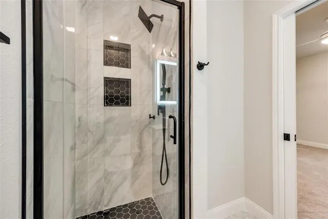 a bathroom with a shower