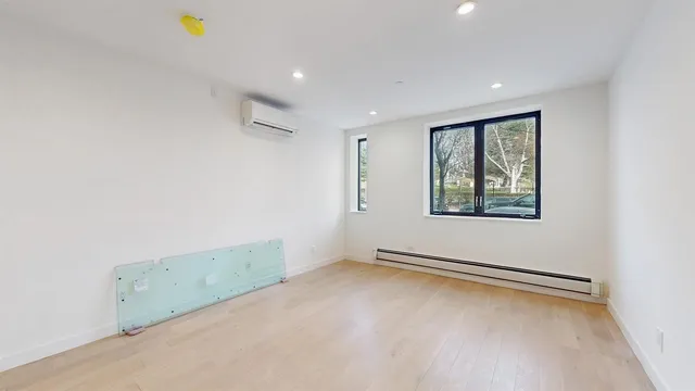 an empty room with windows