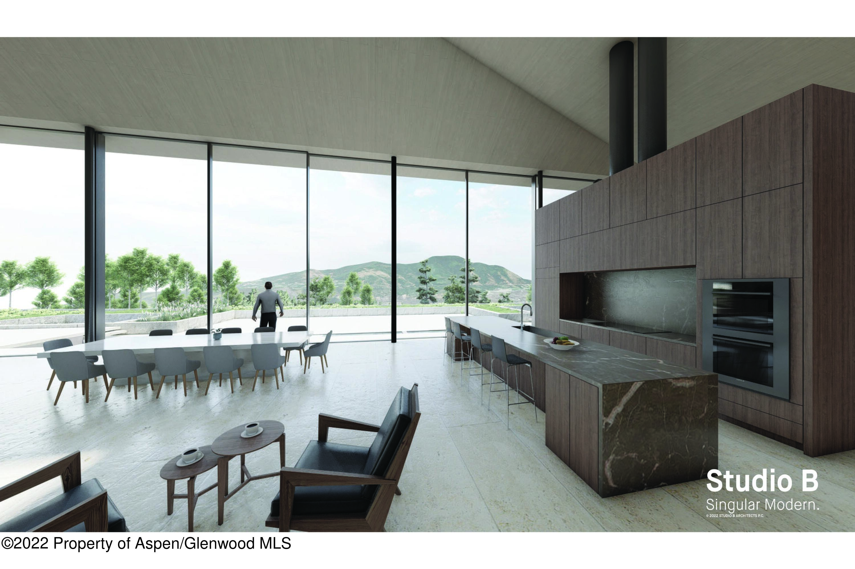 Tbd Eagle Pines Drive Aspen, CO 81611 - Photo 11 of 32 a living room with furniture tv and a floor to ceiling window