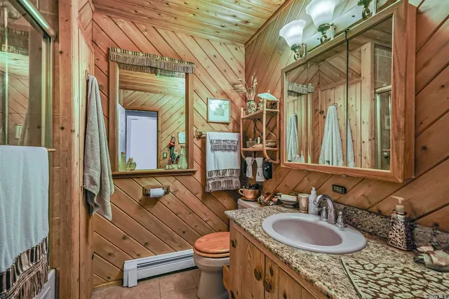 a bathroom with a toilet a sink and mirror