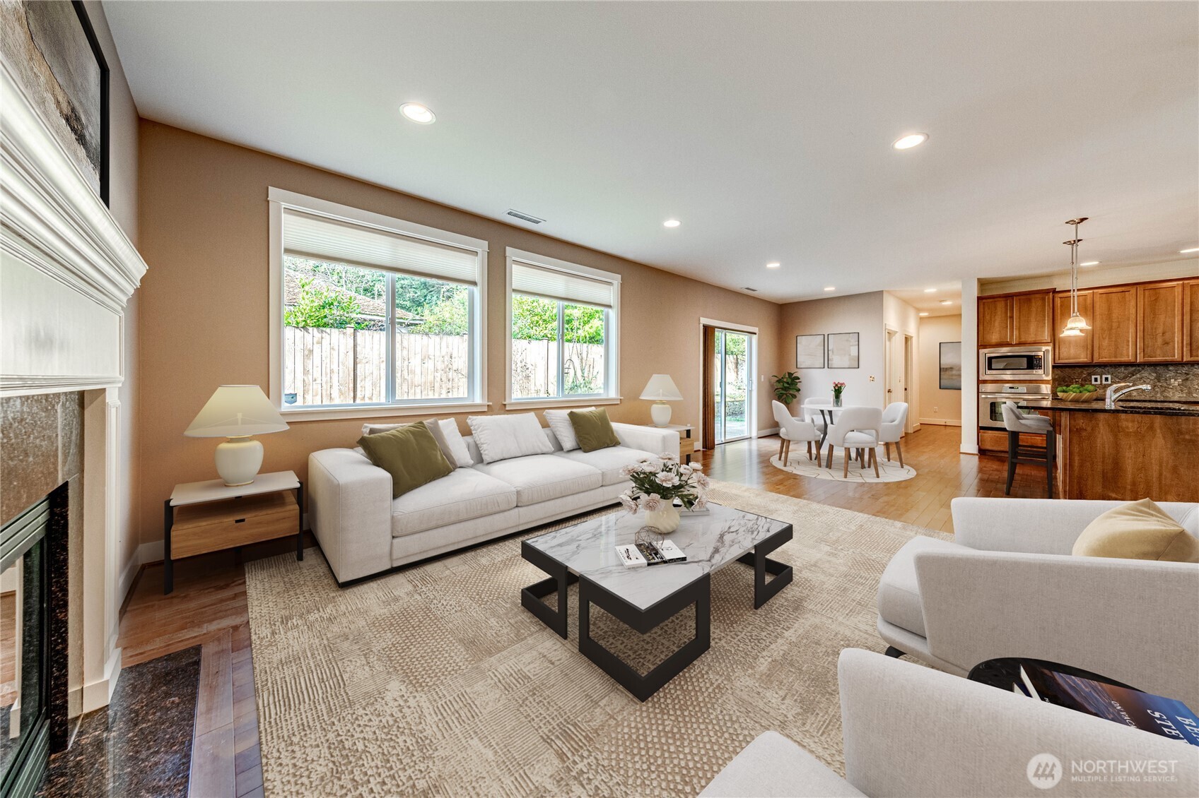 21914 78th Place West Edmonds, WA 98026 - Photo 12 of 39 a living room with furniture kitchen view and a large window