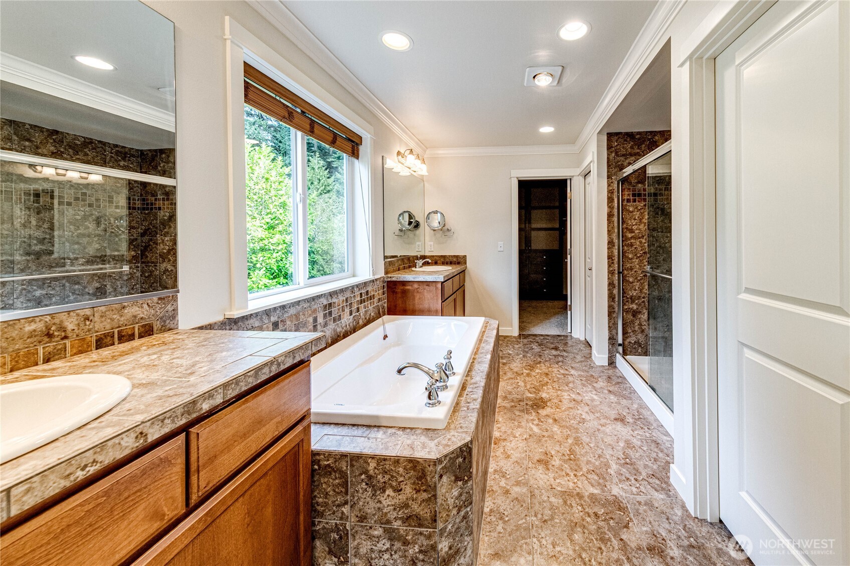 21914 78th Place West Edmonds, WA 98026 - Photo 16 of 39 a bathroom with a granite countertop sink and large mirror