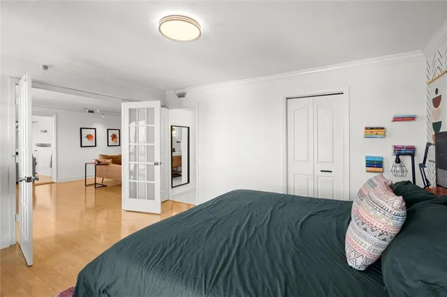 a bathroom with a sink vanity and mirror