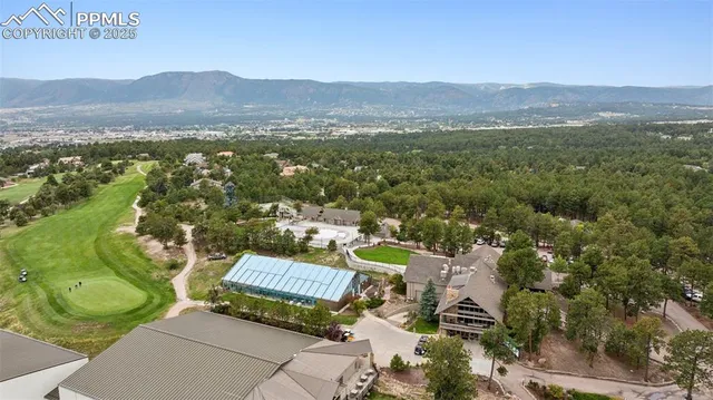 a view of a city with mountain