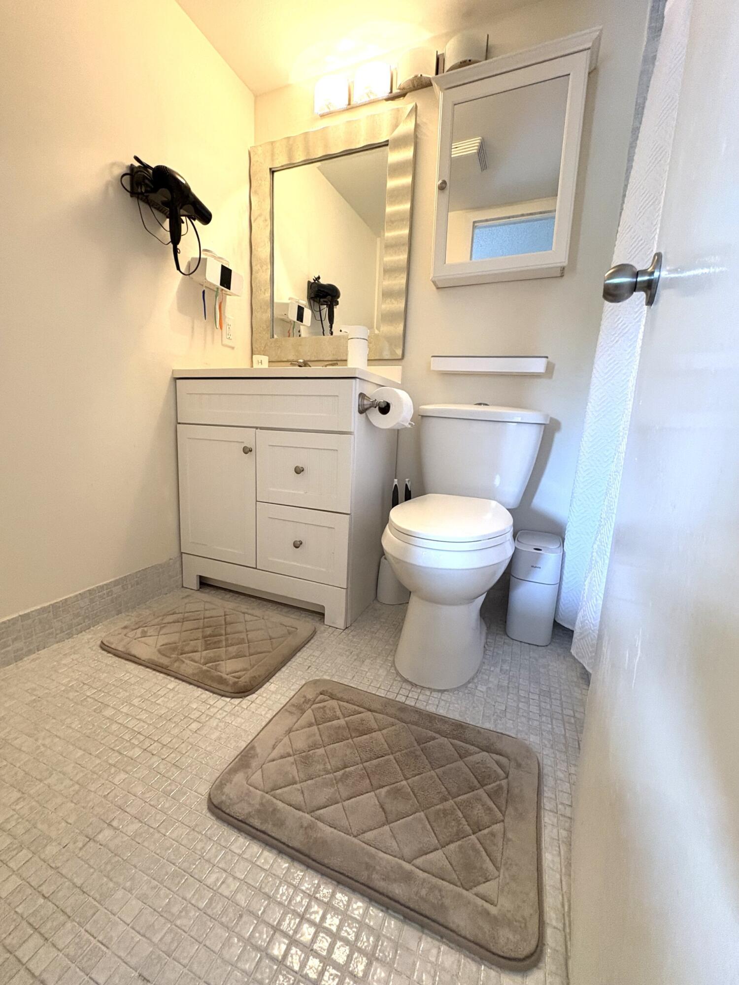 65 Preston F Boca Raton, FL 33434 - Photo 18 of 22 a bathroom with a sink a toilet and a mirror