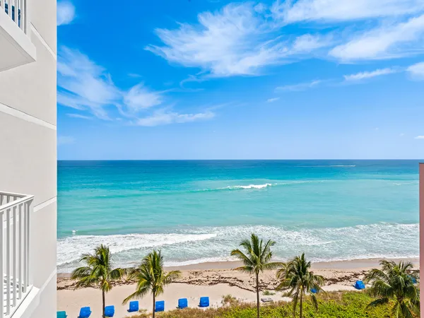 a view of an ocean from a balcony