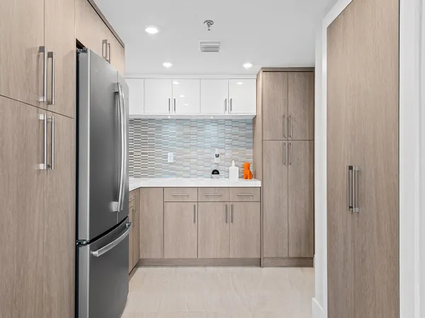 a view of kitchen with wooden floor