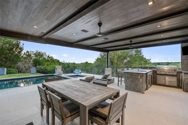 a outdoor dining space with furniture and outdoor space