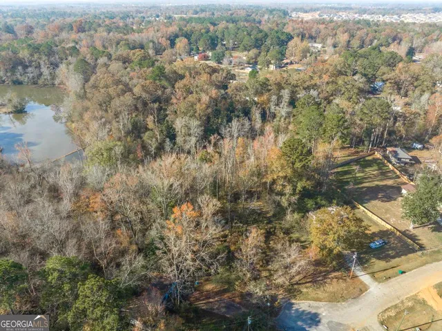 a view of a lake from a city