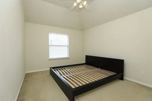 a view of a room with windows