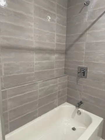 a bathroom with a bathtub