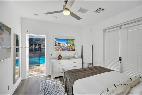 a bedroom with a bed and a dresser