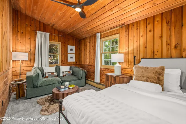 a bed room with a bed and furniture