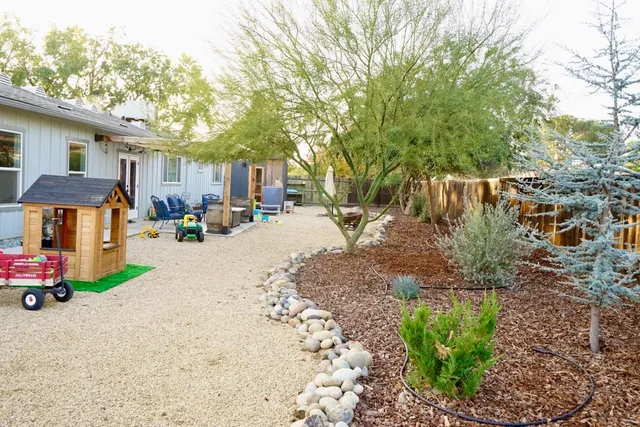 a street view with residential house and car parked on the road