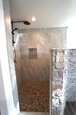 a bathroom with a shower