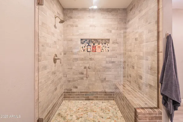 a view of a room with rack on the wall