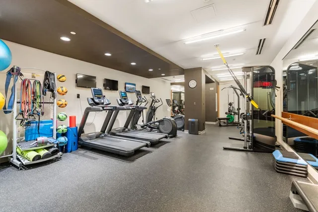 a view of a room with gym equipment