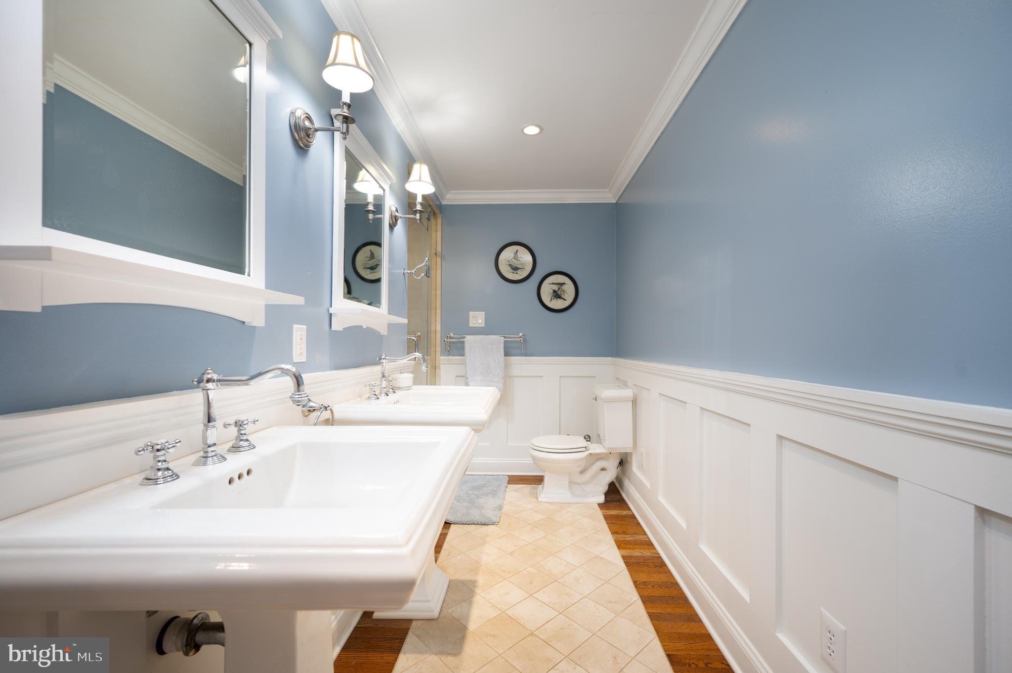 907 Overbrook Road Wilmington, DE 19807 - Photo 15 of 25 a bathroom with a sink a toilet and a mirror