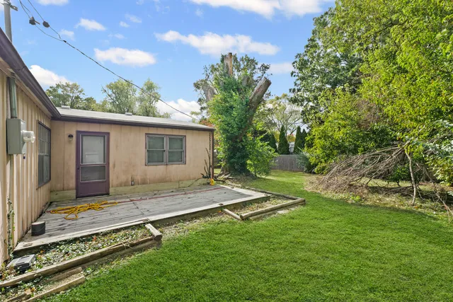 a view of a backyard with a garden