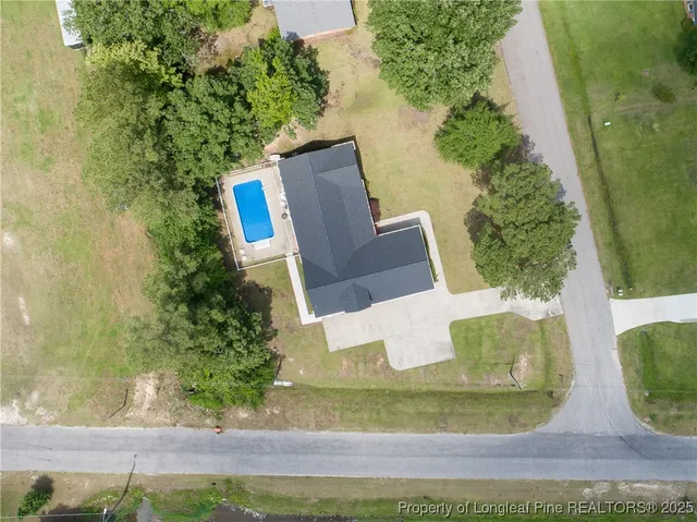 an aerial view of a house
