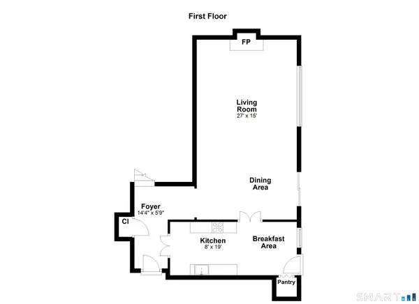 a picture of a bench in a white building