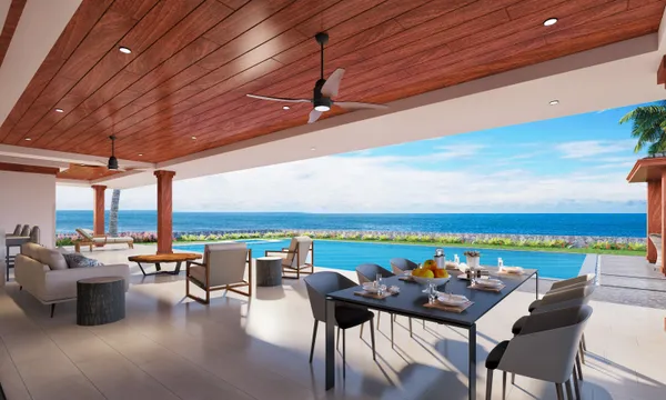 a view of a patio with swimming pool
