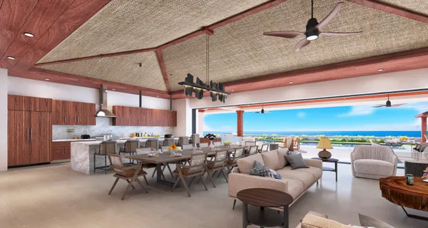a outdoor space with lots of tables and chairs