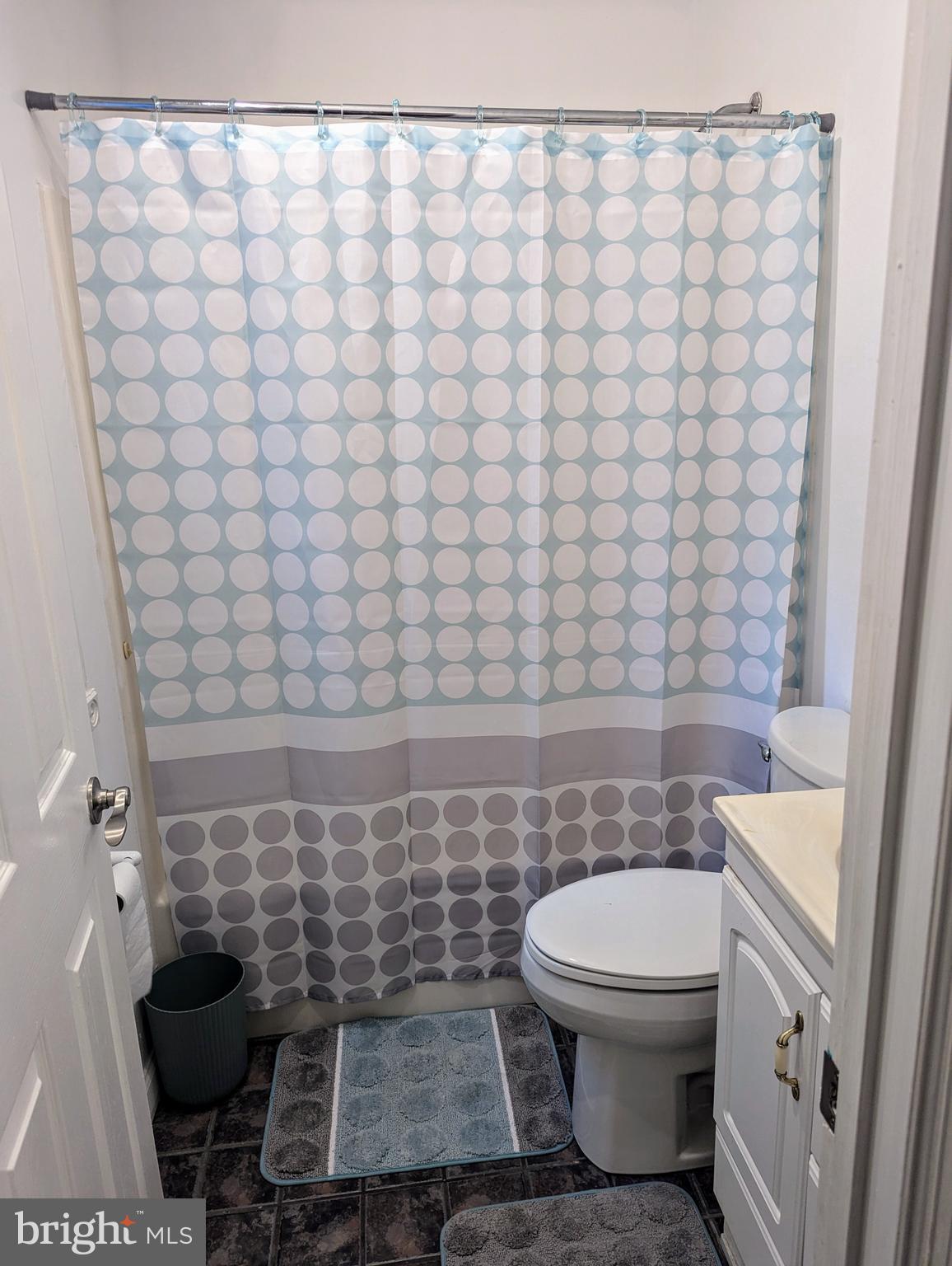 660 Willow Road, Unit A Lusby, MD 20657 - Photo 8 of 8 a bathroom with a toilet and a shower curtain